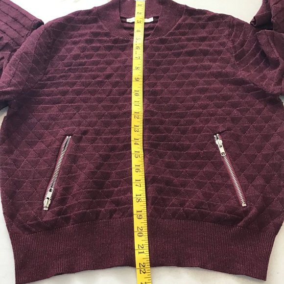 Why Not Women's Maroon Long Sleeve Pockets Full Zip Sweater Size S/M - Picture 9 of 10